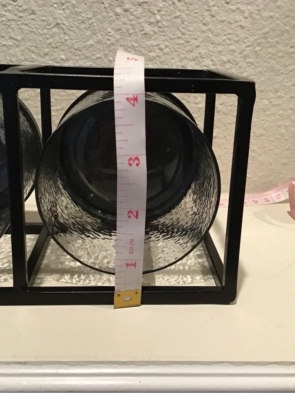 Triple tempered Glass Candle Holder in Black Frame